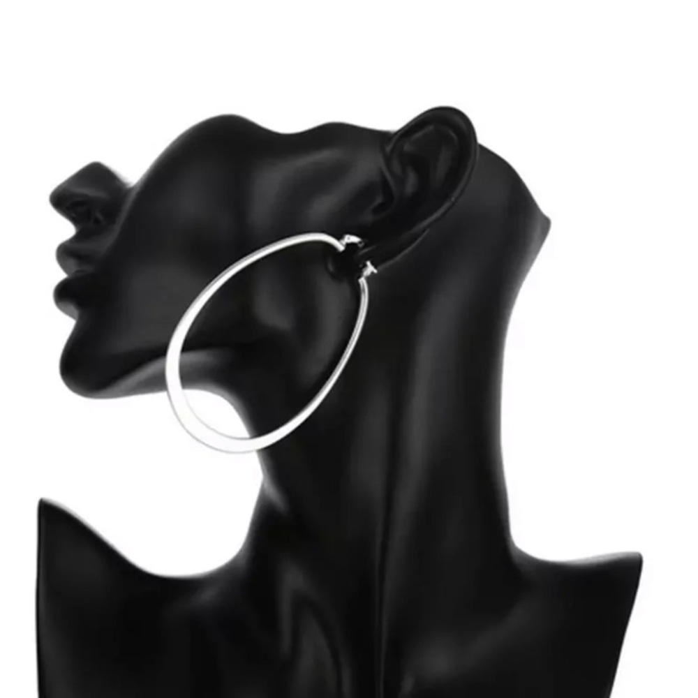 925 Sterling Silver Oval Large Hoop Earrings
